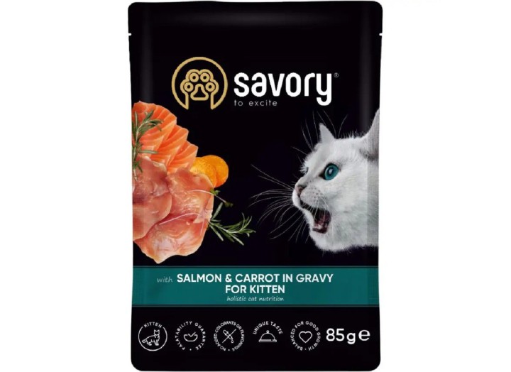 Вологий корм Savory Kitten Salmon для кошенят, лосось у соусі 85 г