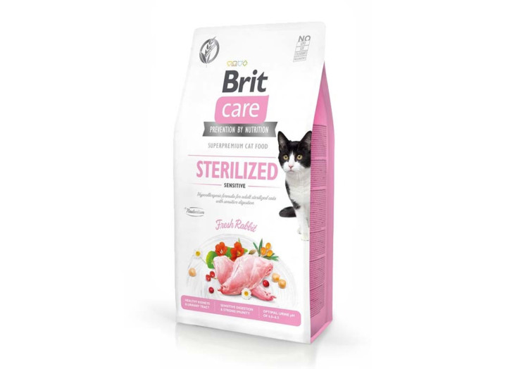 Brit Care Cat GF Sterilised Sensitive Rabbit для стерилизованных кошек с кроликом 400 г