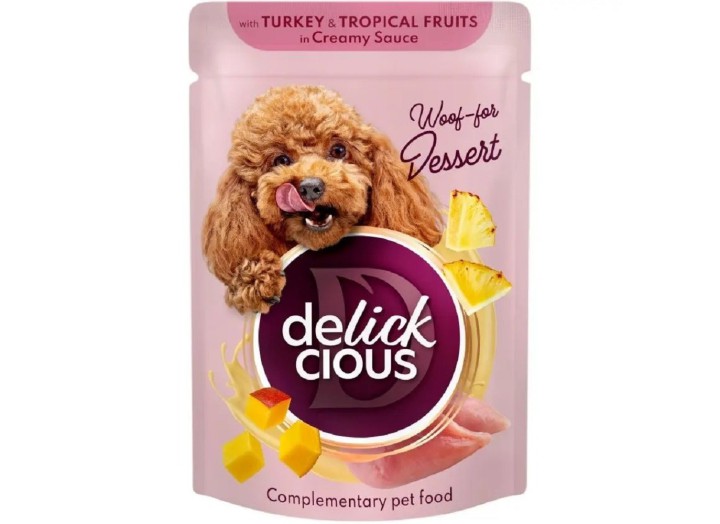 Delickcious (Делішес) пауч Dog Turkey Tropical Fruits для собак індичка тропічні фрукти соус 80 г