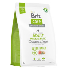 Brit Care Dog Sustainable Adult Medium Breed Chicken с курицей и насекомыми 3 кг