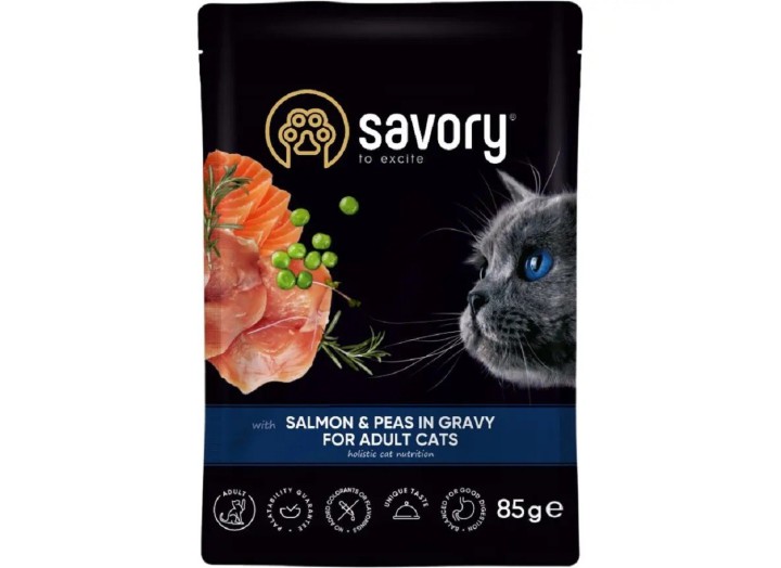 Вологий корм Savory Salmon для кішок, лосось у соусі 85 г