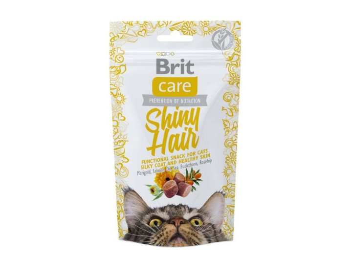 Brit Care Shiny Hair Ласощі для підтримки краси вовни у котів 50 г