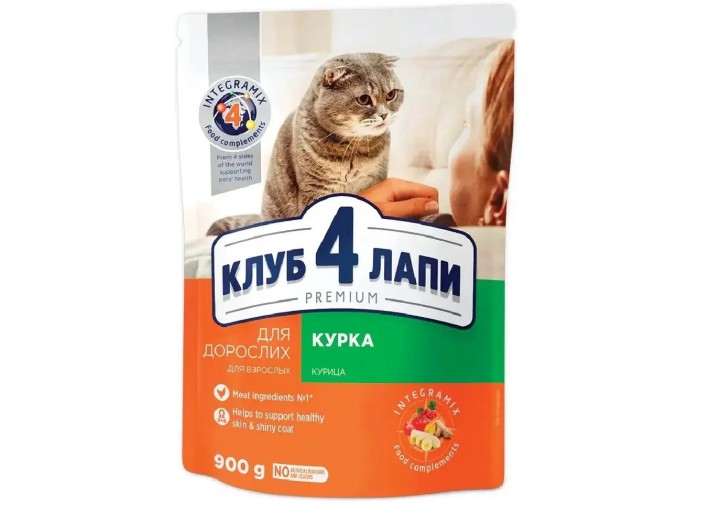 Клуб 4 Лапи Premium Chicken для кішок з куркою 900 г