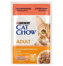 Влажный корм для кошек Cat Chow Adult кусочки в желе с говядиной и баклажанами 26х85 г