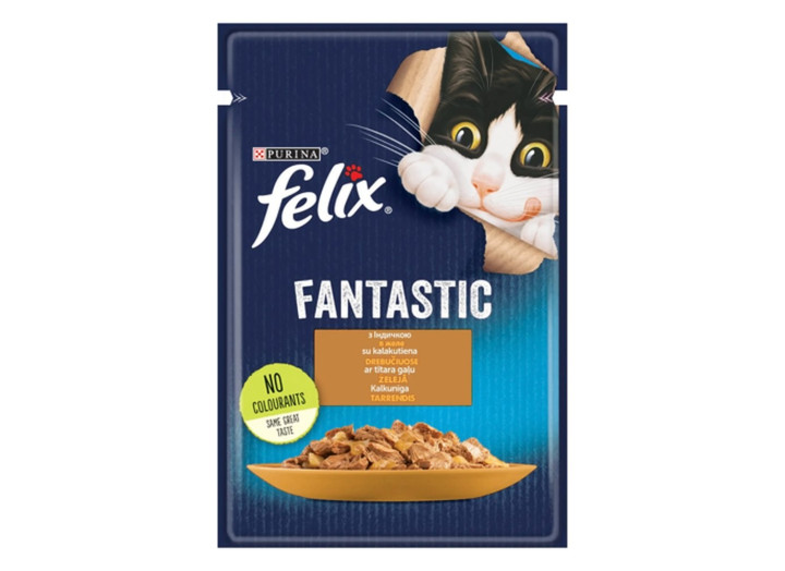 Влажный корм для кошек Felix Fantastic с индейкой 26*85 г