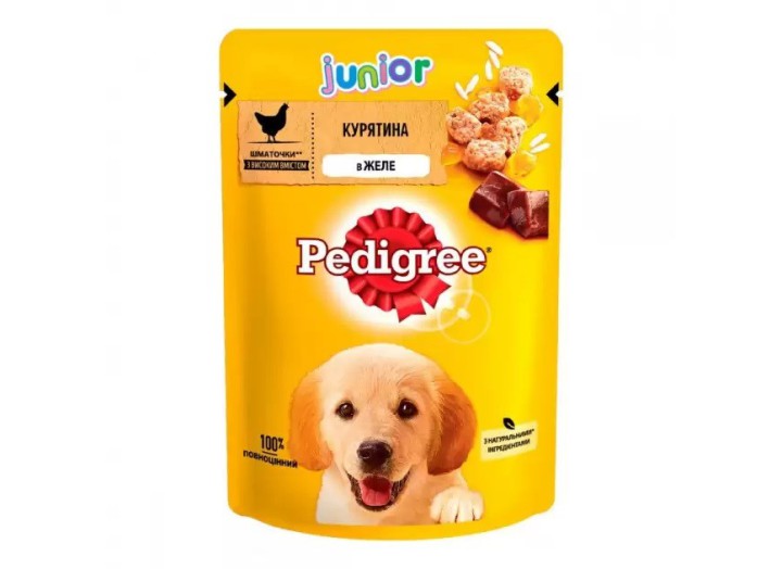 Pedigree junior Сhicken in jelly пауч для собак с курицей в желе 24*100 г