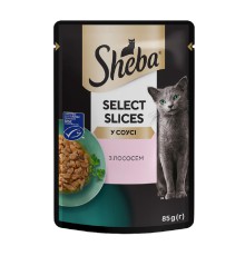 Sheba Slices Salmon для кошек лосось в соусе 28х85 г фото