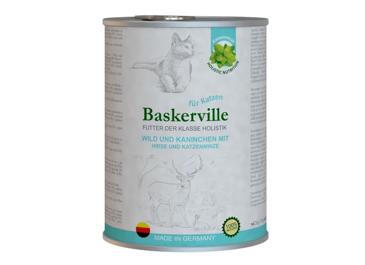 Baskerville Holistic Wild und Kaninchen для кошек оленина, кролик и мятой 400 г