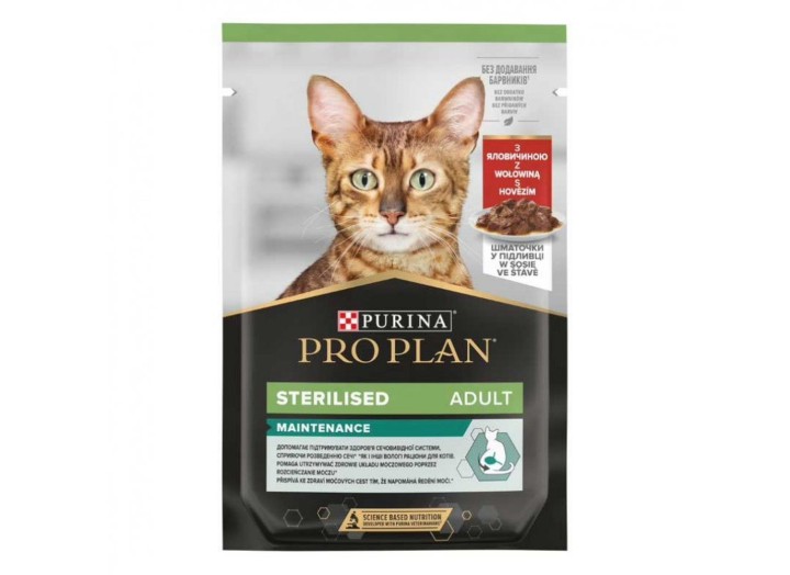 Purina Pro Plan Adult Sterilised кусочки с говядиной для стерилизованных кошек 26*85 г