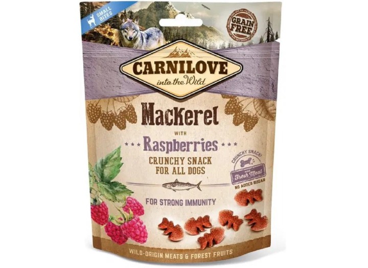 Ласощі для собак Carnilove Dog Crunchy Snack, скумбрія та малина 200 (100409/8875)