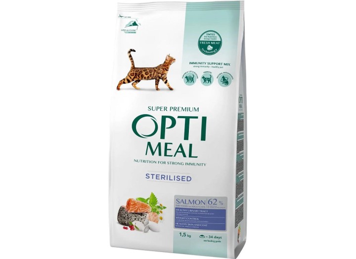 Optimeal Cat Adult Sterilised для стерилізованих кішок з лососем 700 г