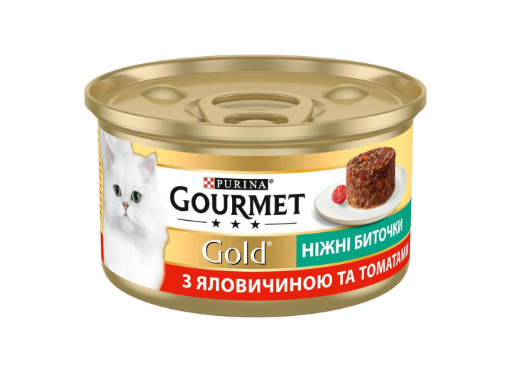 Gourmet Gold Ніжні биточки для кішок з яловичиною та томатами 24x85 г