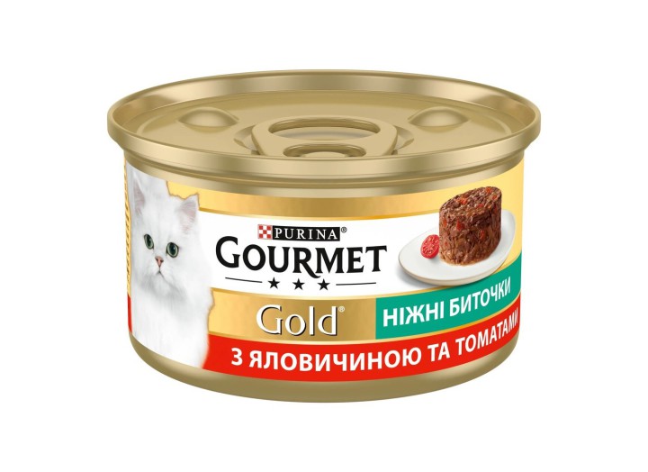 Gourmet Gold Нежные биточки для кошек с говядиной и томатами 24x85 г