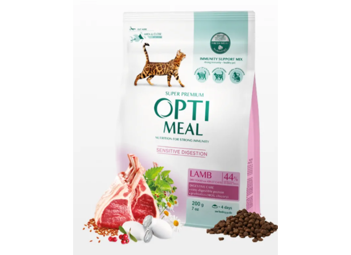 Optimeal Lamb Sensitive для кішок з ягня 200 г