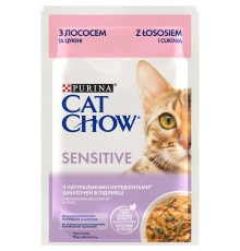 Вологий корм для кішок Cat Chow Sensetive з лососем та цукіні 26х85 г фото