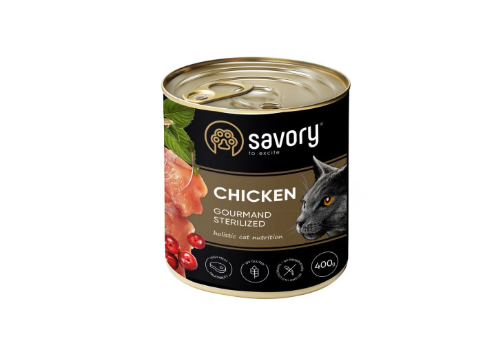 Savory Sterilised Chicken для стерилізованих кішок з куркою 400 г