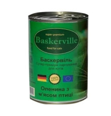 Вологий корм Baskerville для кішок оленина з м'ясом курки 400 г