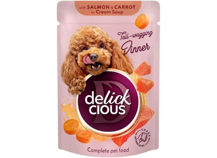 Delickcious (Делишес) пауч Dog Salmon Carrot Soup для собак индейка сыр суп 85 г