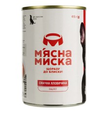 Влажный корм для собак Мясная миска паштет мясной с говядиной 415 г