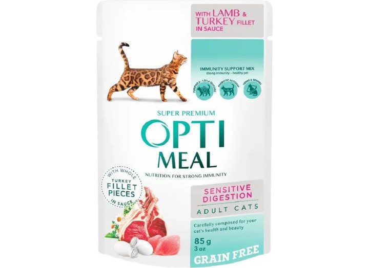 Optimeal Lamb Sensitive з ягням для котів з чутливим травленням 85 г