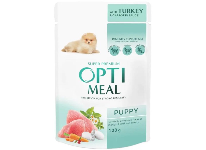 Optimeal Puppy Turkey Carrot in Sauce для щенков с индейкой и морковью в соусе 100г