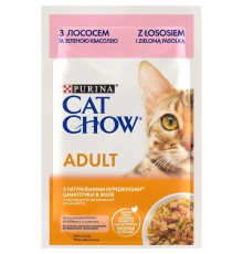 Влажный корм для кошек Cat Chow Adult кусочки в желе с лососем и зеленой фасолью 26х85 г фото