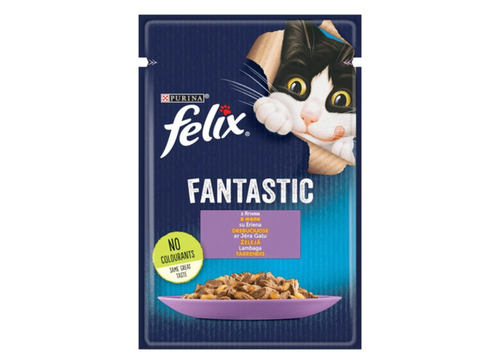 Вологий корм для кішок Felix Fantastic, з ягням, 26*85 г