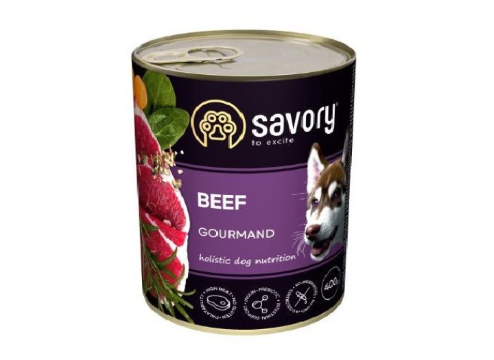 Savory Dog Gourmand Beef для собак с говядиной 400 г