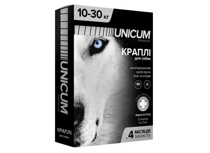 Краплі Unicum Premium від бліх та кліщів для собак 10-30 кг (1піп)