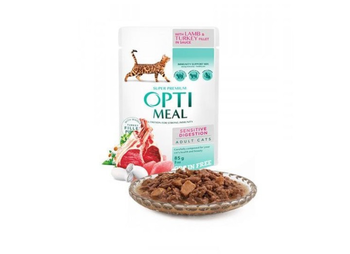 Optimeal Lamb Sensitive з ягням для котів з чутливим травленням 85 г