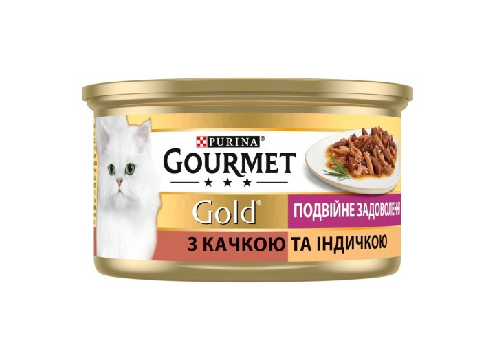 Gourmet Gold для кошек с уткой и индейкой, кусочки в подливе 24x85 г