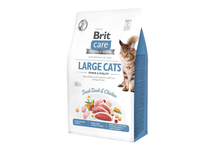 Brit Care GF Large Cats Power Vitality для котів з качкою 2 кг