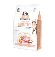Brit Care Cat Grain Free Sensitive для стерилізованих кішок з індичкою та лососем 400 г