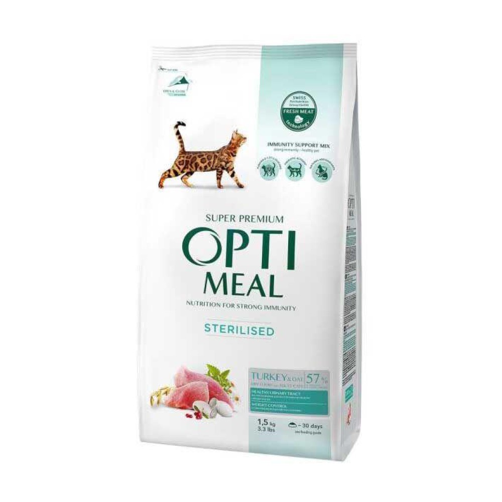 Optimeal Sterilised Turkey для стерилізованих кішок з індичкою 1.5 кг