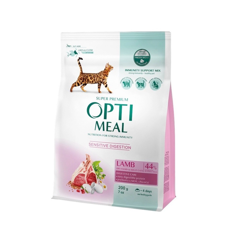 Optimeal Lamb Sensitive для кішок з чутливим травленням, з ягням 200 г