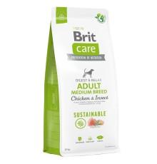 Brit Care Dog Sustainable Adult Medium Breed Chicken с курицей и насекомыми 12 кг