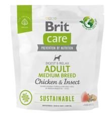 Brit Care Dog Sustainable Adult Medium Breed Chicken с курицей и насекомыми 1 кг
