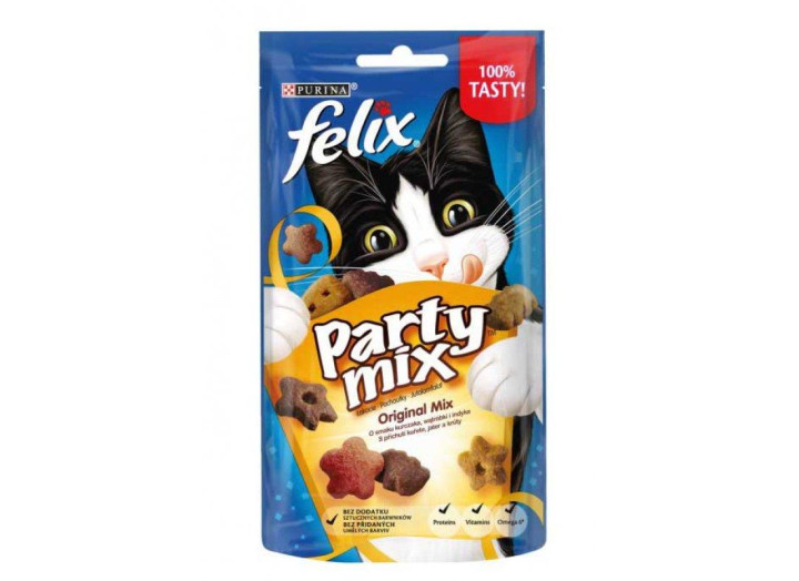Ласощі Felix Party Original Mix для кішок курка індичка печінка 80 г