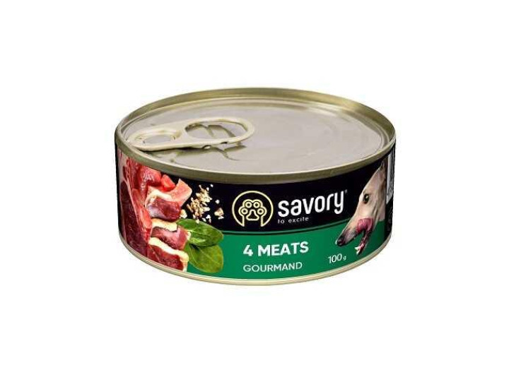 Savory Dog Gourmand 4 Meats для собак із чотирма видами м'яса 100 г