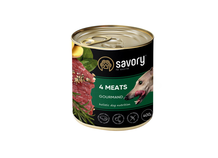 Savory 4 Meats для собак із чотирма видами м'яса 400 г