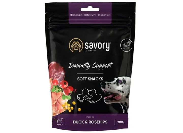 Savory Dog Immunity Support Soft Snack з качкою та шипшиною для собак 200 г