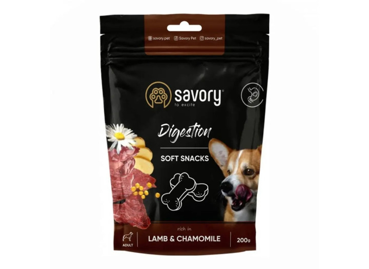 Savory Dog Digestion Soft Snack з ягнятком та ромашкою для собак 200 г