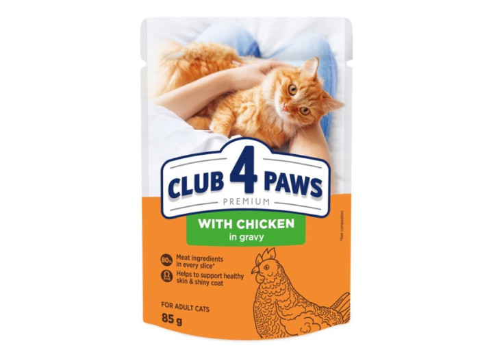 Клуб 4 Лапи Premium з куркою в соусі для котів 24х85 г