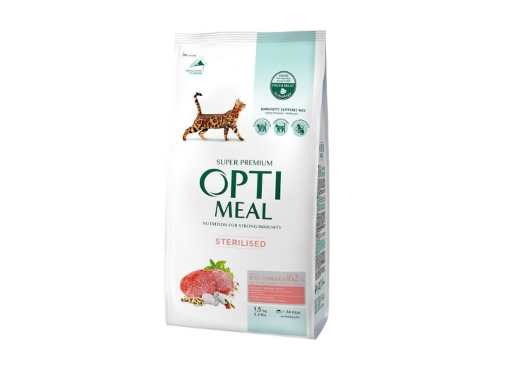 Optimeal Sterilised Beef Sorghum для стерилізованих кішок з яловичиною 1.5 кг