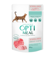 Optimeal Sterilised Beef Sorghum для стерилізованих кішок з яловичиною 12х85 г