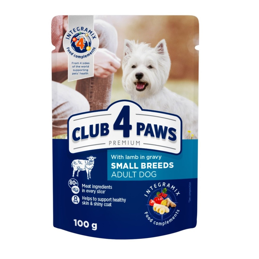 Клуб 4 Лапи Premium Small Breeds Lamb для собак з ягням в соусі 24х100 г