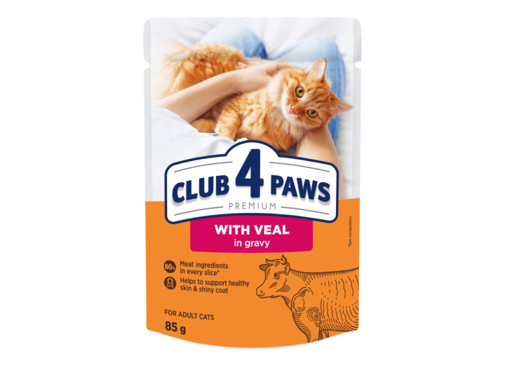 Клуб 4 Лапи Premium Veal з телятиною в соусі для котів 24х85 г