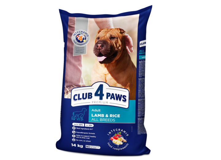 Клуб 4 Лапи Premium Lamb Rice для собак з ягнятком 14 кг