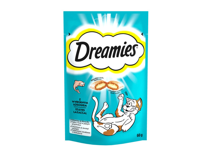 Ласощі Dreamies подушечки з лососем для котів 60 г