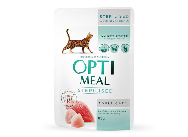 Optimeal Sterilised Turkey з індичкою для стерилізованих кішок 12х85 г
